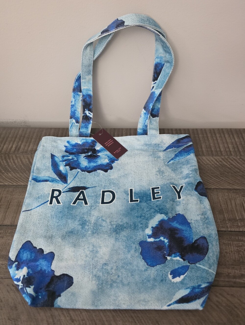 New Radley London Painterly Floral Denim Cotton Medium Open Top Tote